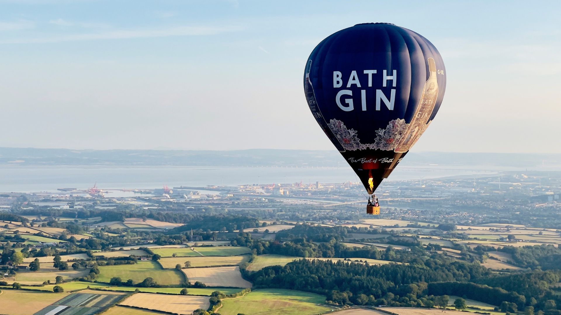 Hot air balloon flying over Bath
